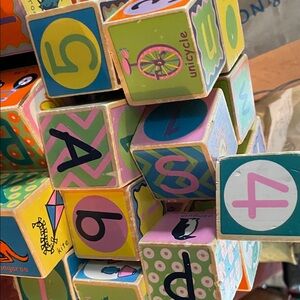 Wooden Alphabet & Number Blocks Set - Colorful Pastel Blocks for Kids